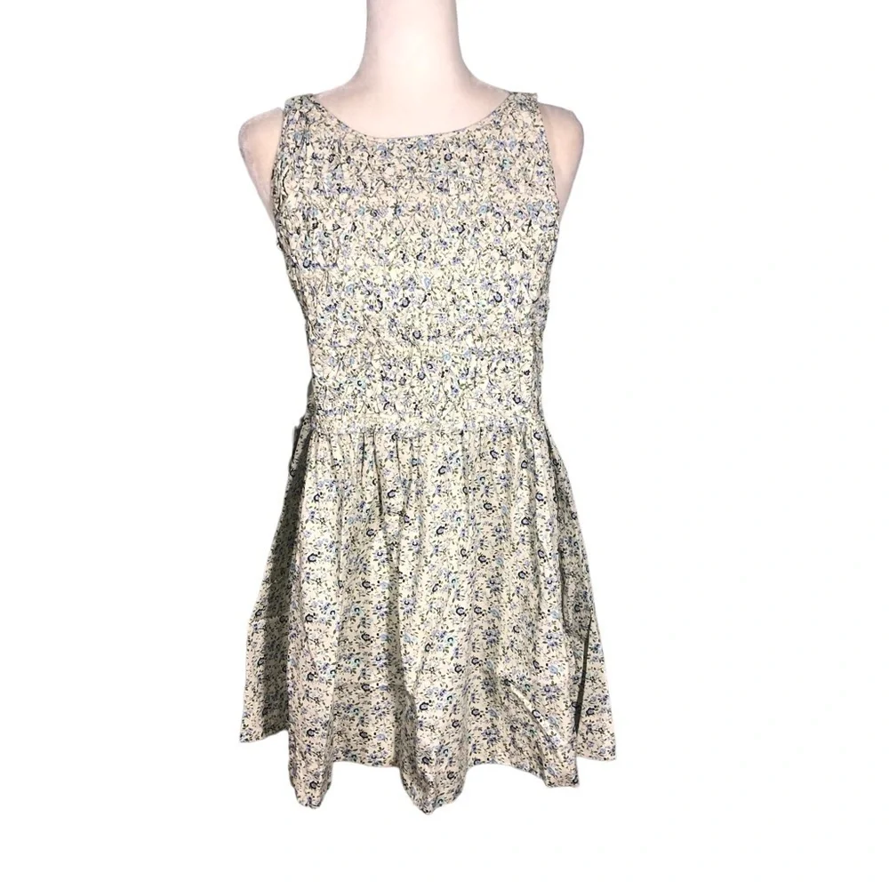 Free People‎ Dress Womens M Ivory Petunia Ditsy Floral Printed Smocked Mini New